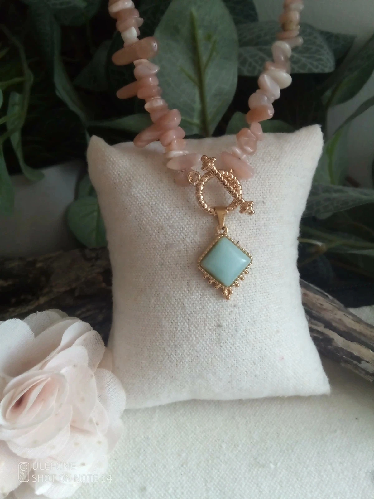 Zonnesteen ketting met amazoniet hanger – photo 2
